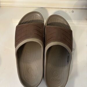 Crocs Slide Sandals in Taupe and Brown size 10 Men's